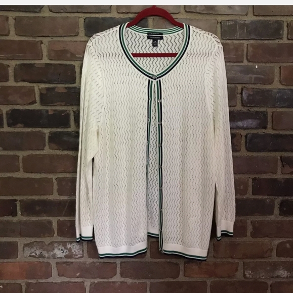 Lands End Pointelle White Cardigan - Picture 4 of 9